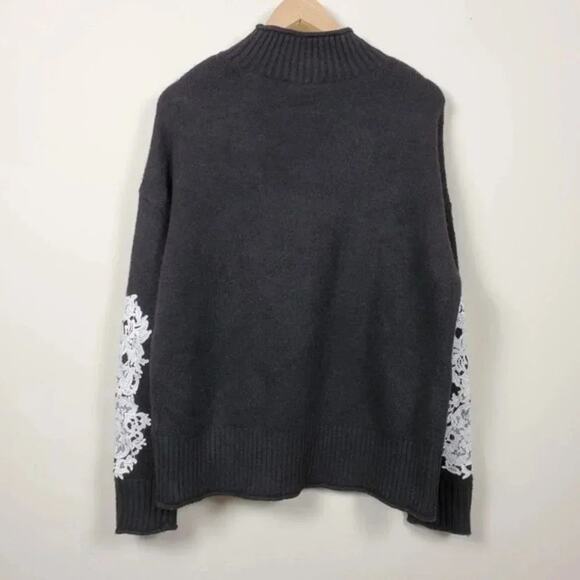 INC International Concepts Sweater Lace Accent Womens M Black White Long Sleeve - Picture 6 of 8